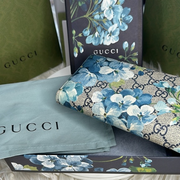 Gucci Supreme GG Monogram with Blue Floral Zippy Wallet - Made in Italy - NWT - Picture 9 of 17
